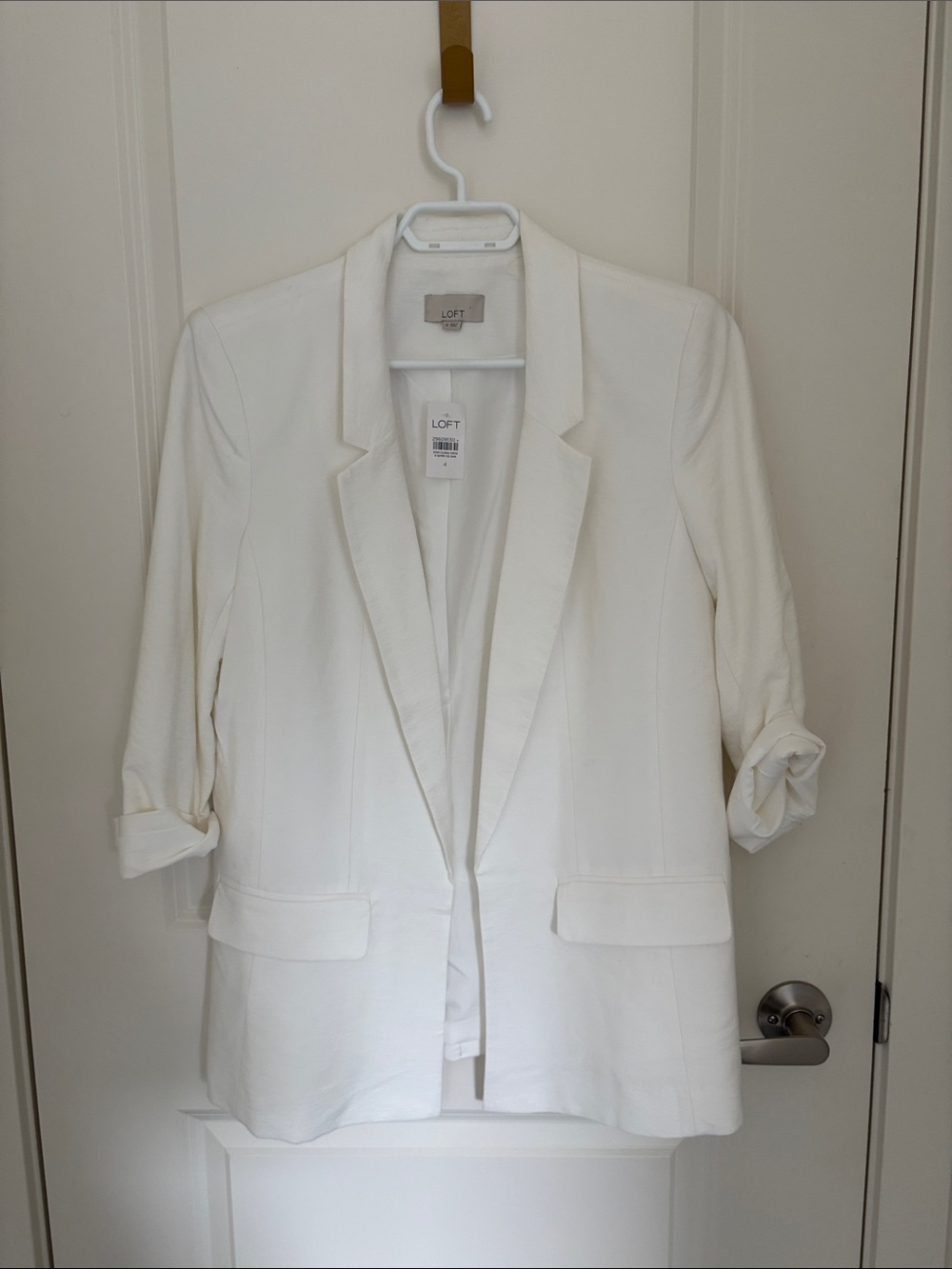 LOFT Women's Cream Open-Front Blazer